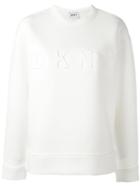Dkny Embossed Logo Sweatshirt, Women's, Size: Small, White, Polyester/viscose/spandex/elastane