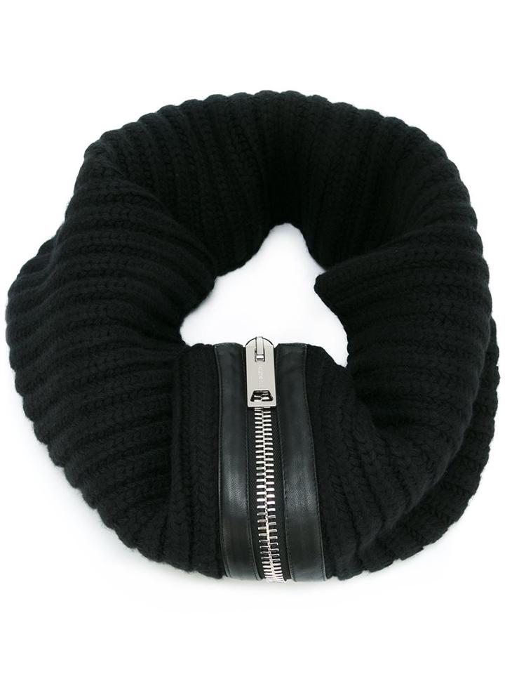 Les Hommes Ribbed Zip Detail Scarf
