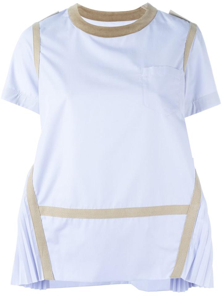 Sacai Shoulder Zip Detail T-shirt, Women's, Size: 2, Blue, Cotton/polyester