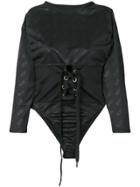 Gcds Lace-fastening Bodysuit - Black