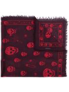 Alexander Mcqueen Skull And Paper Clip Scarf - Red