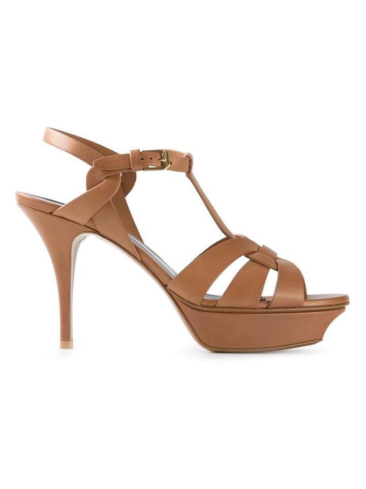 Saint Laurent Tribute Sandals, Women's, Size: 37.5, Nude/neutrals, Leather