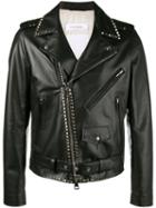 Valentino - Biker Jacket - Men - Cotton/calf Leather/cupro/metal - 50, Black, Cotton/calf Leather/cupro/metal