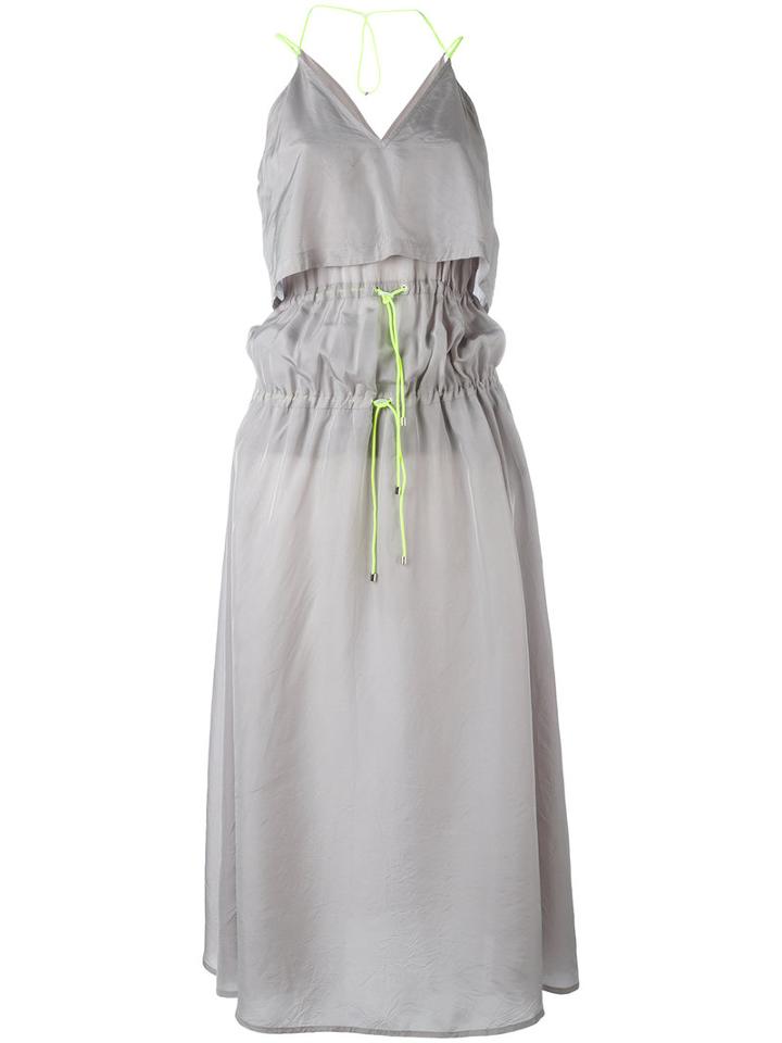 Marios - Tiered Drawstring Dress - Women - Polyester/cupro - M, Women's, Grey, Polyester/cupro