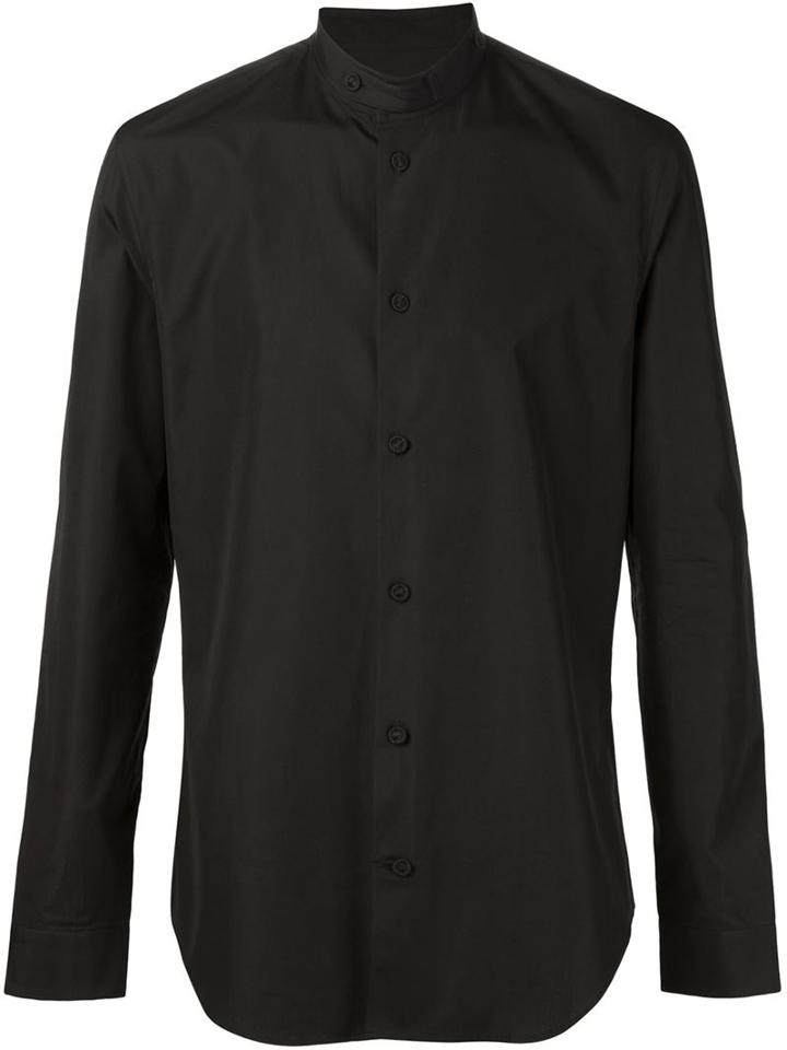 Maison Margiela Band Collar Shirt, Men's, Size: 42, Black, Cotton