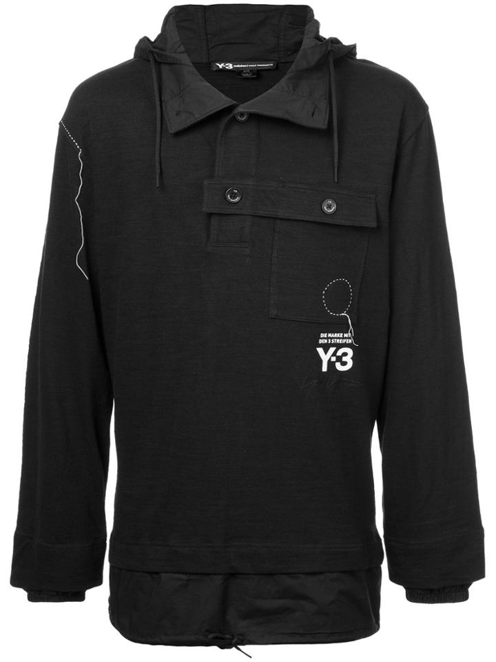 Y-3 Layered Look Hoodie - Black