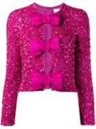 Ashish Sequin Embellished Bow Blouse, Women's, Size: Small, Pink/purple, Silk/sequin/polyester