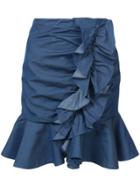 Caroline Constas Ruffle Front Skirt - Blue
