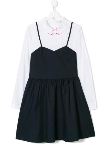 Vivetta Kids Embroidered Hands Collar Dress - Blue