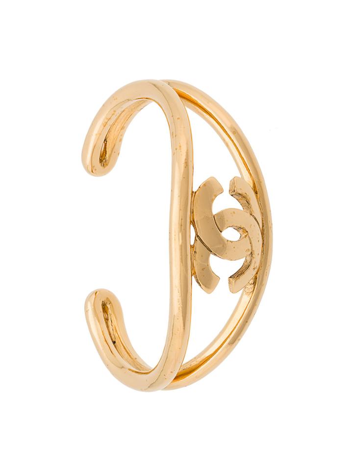Chanel Vintage Cutout Logo Cuff - Metallic