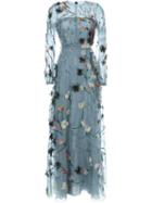 Valentino Floral Applique Evening Dress, Women's, Size: 40, Blue, Silk/spandex/elastane/polyamide