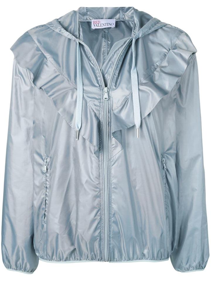 Red Valentino Ruffle Detail Shell Jacket - Blue