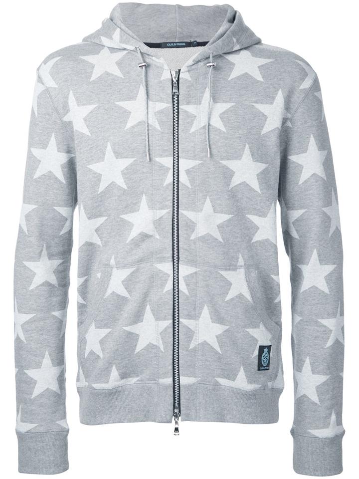 Guild Prime Stars Print Hooded Jacket, Men's, Size: 2, Grey, Cotton