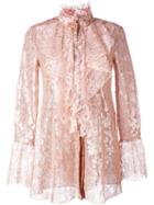 Lanvin Floral Lace Ruffled Blouse