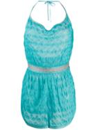 Missoni Mare Embroidered Fitted Playsuit - Blue