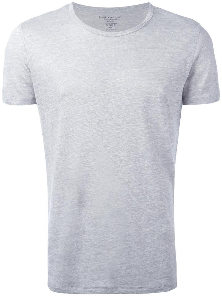 Majestic Filatures Round Neck T-shirt, Men's, Size: Xxl, Grey, Linen/flax/silk