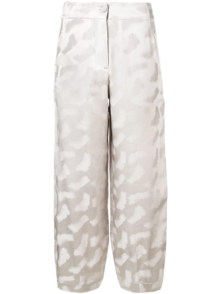 Emporio Armani Loose Fit Cropped Trousers - Neutrals