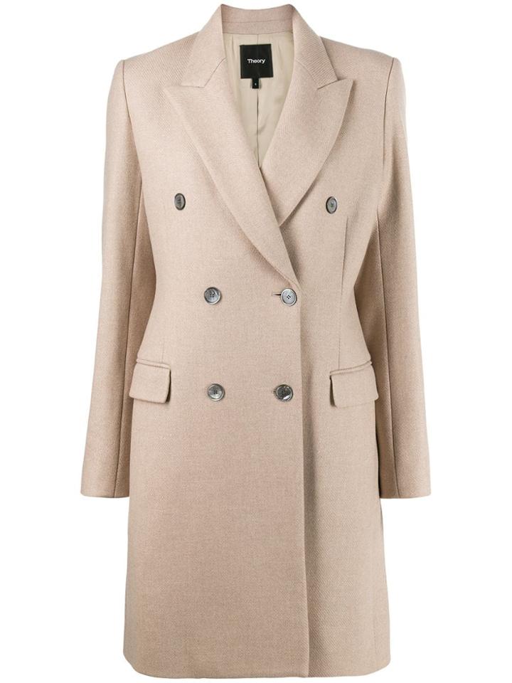 Theory Double-breasted Coat - Neutrals