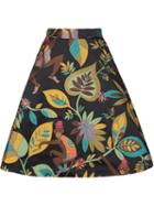 Christian Siriano Monkey Embroidered A-line Skirt