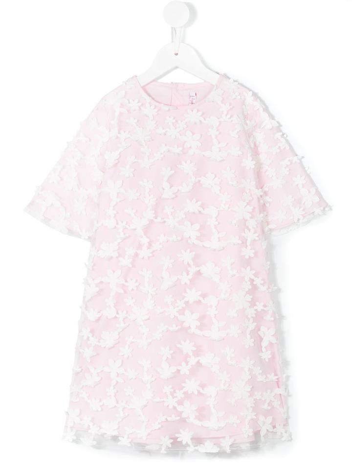 Il Gufo - Floral Appliquéd Dress - Kids - Cotton/polyamide/polyester - 12 Yrs, Pink/purple