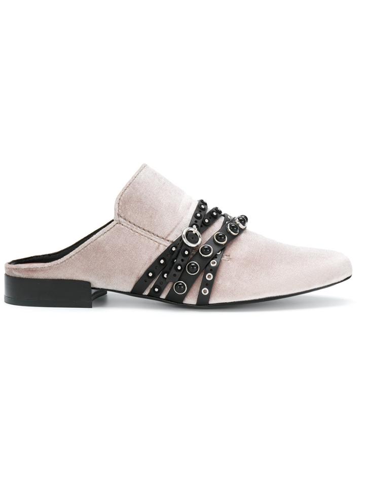 3.1 Phillip Lim Velvet Mules With Stones - Nude & Neutrals