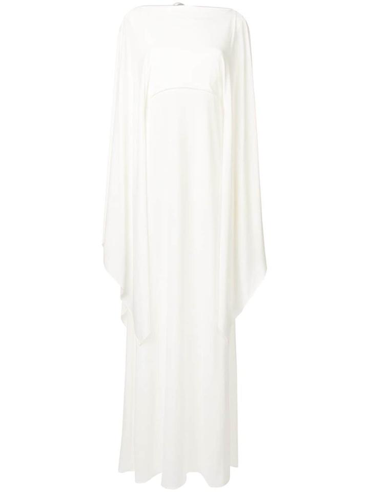 Alberta Ferretti Draped Gown With Cape Sleeves - White