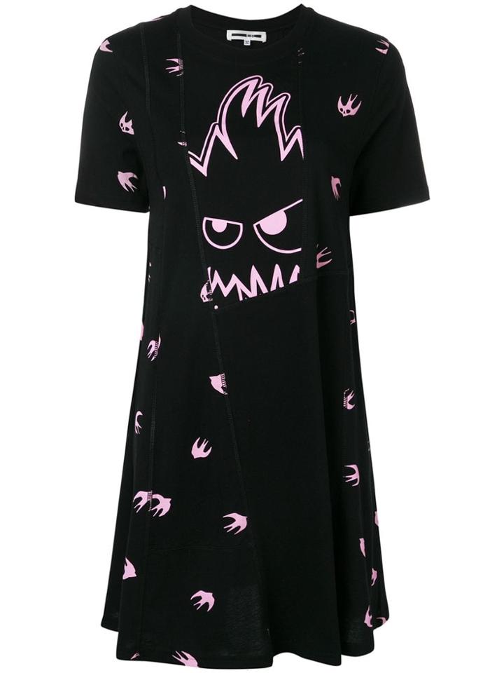 Mcq Alexander Mcqueen Swallow Monster T-shirt Dress - Black