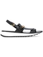 Loriblu Fringed Chain Strap Sandals - Black