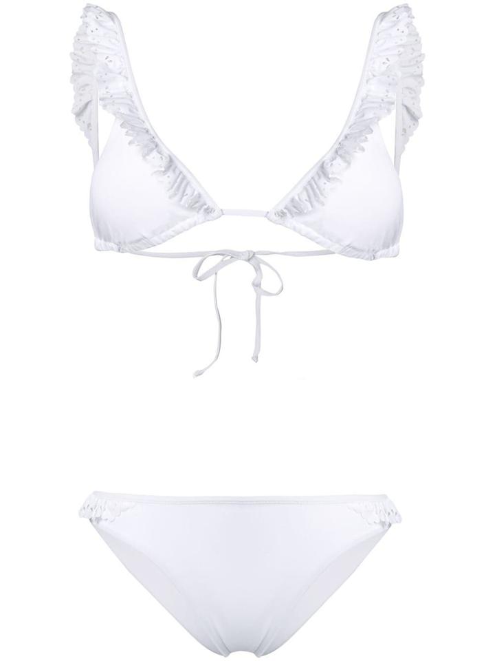 Semicouture Frill Detail Bikini Set - White