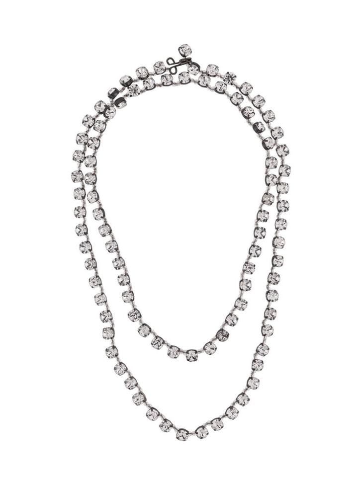 Ann Demeulemeester Crystal Stone Necklace - White