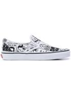 Vans Newspaper Print Slip-on Sneakers - White