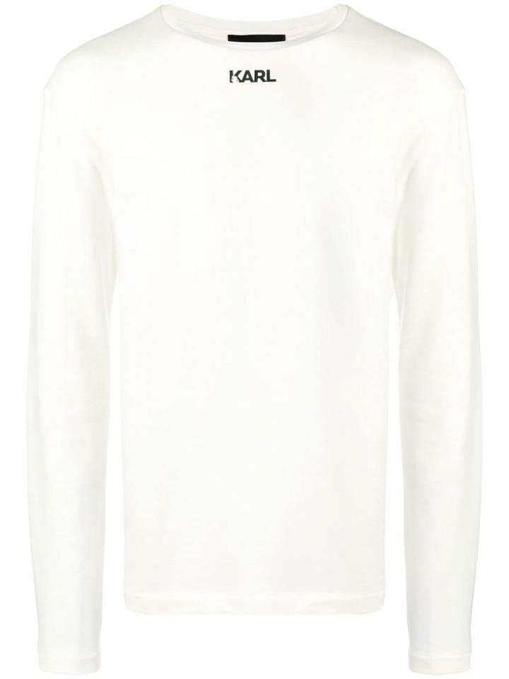 Karl Lagerfeld Striped Insert Sweater - White