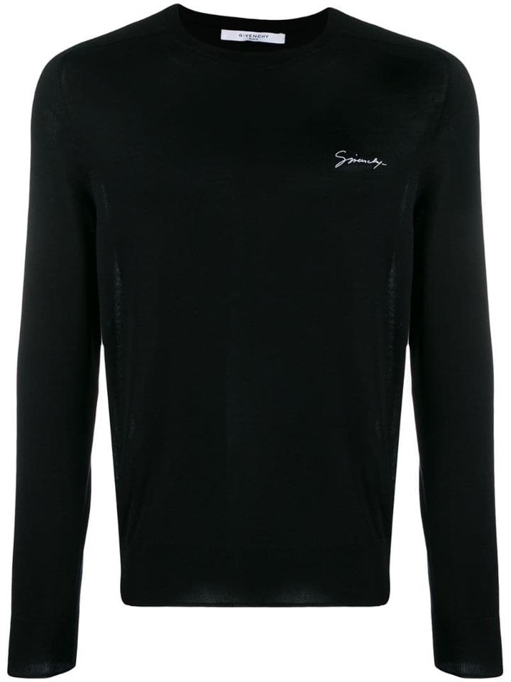 Givenchy Chest Logo Knitted Sweater - Black