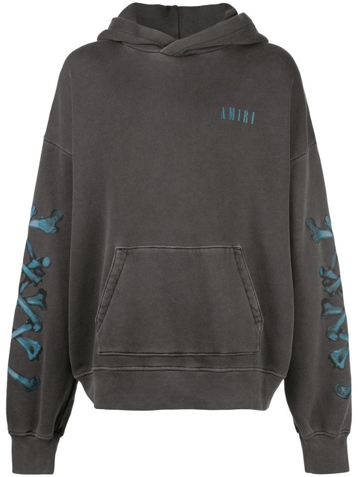 Amiri Oversized Logo Print Hoodie - Grey