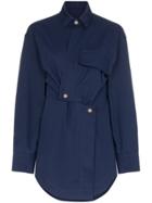 Markoo Asymmetric Button Wrap Top - Blue