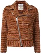 Coohem Velvet Tweed Biker Jacket - Brown