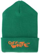 Off-white Jacquard Logo Knit Beanie - Green