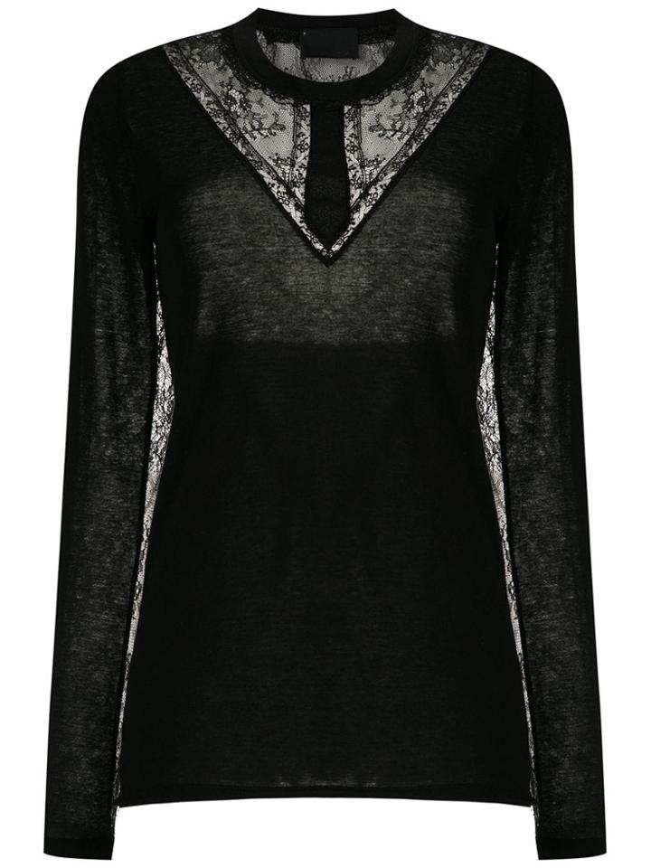 Andrea Bogosian Lace Panels Long Sleeved Blouse - Black