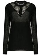 Andrea Bogosian Lace Panels Long Sleeved Blouse - Black