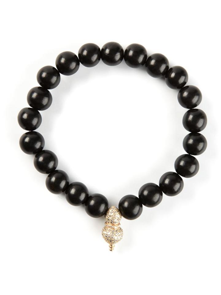 Luis Morais Diamond Embellished Detail Bracelet, Men's, Black
