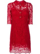Dolce & Gabbana Lace Dress With Embellished Buttons