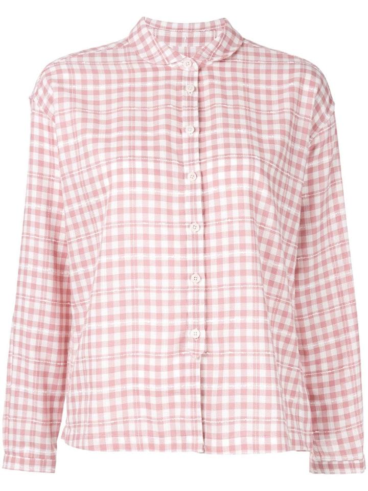 Ymc Check Print Peter Pan Collar Shirt - Pink