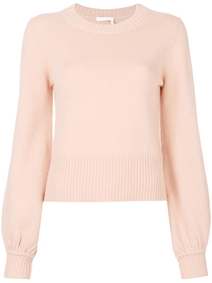 Chloé Balloon Sleeve Cashmere Pullover - Nude & Neutrals
