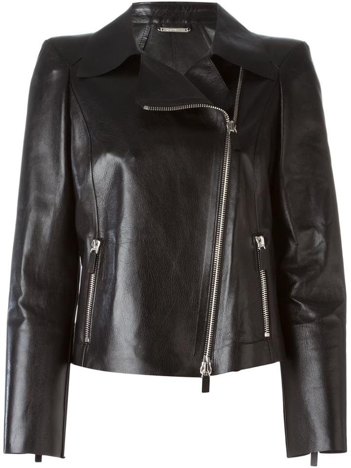 Giorgio Armani Classic Biker Jacket, Women's, Size: 42, Black, Lamb Skin