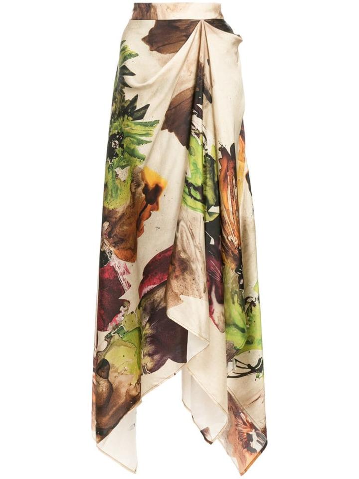 Co Printed Asymmetric Maxi Skirt - Multicolour