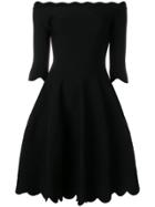 Alexander Mcqueen Scalloped Trim Bardot Dress - Black