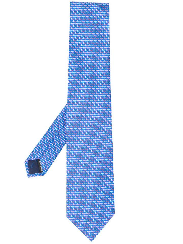 Salvatore Ferragamo Trumpet Print Tie - Blue