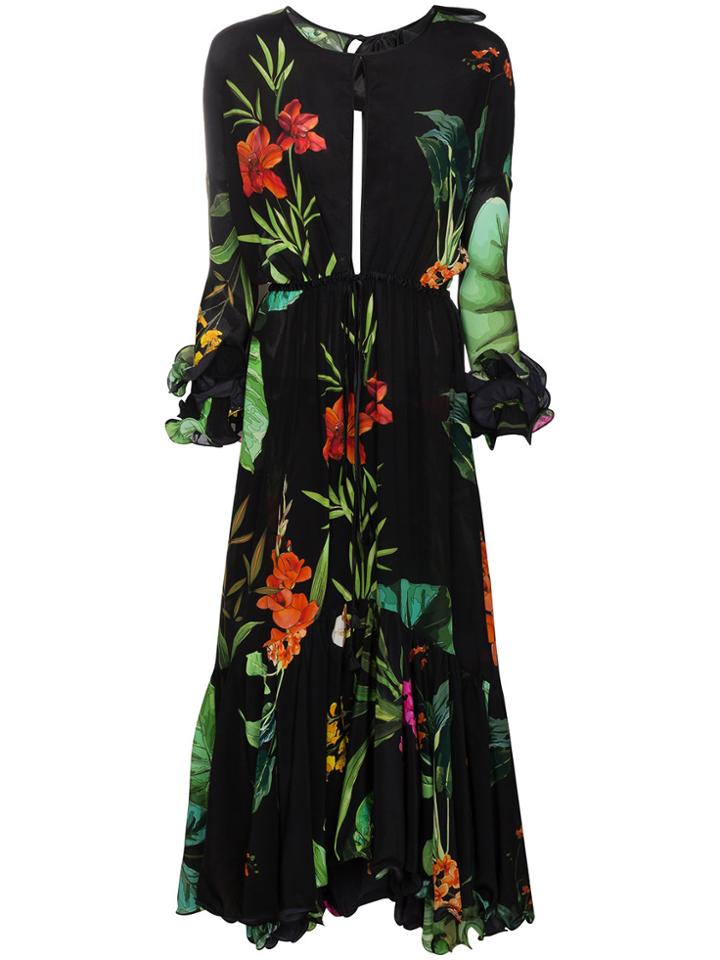 Johanna Ortiz Silk Namibia Keyhole Slit Dress - Black