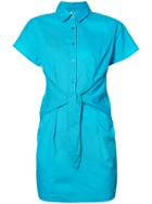 Moschino Tie Front Shirt Dress - Blue