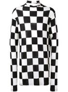 Jil Sander Checked Mock Neck Jumper - White